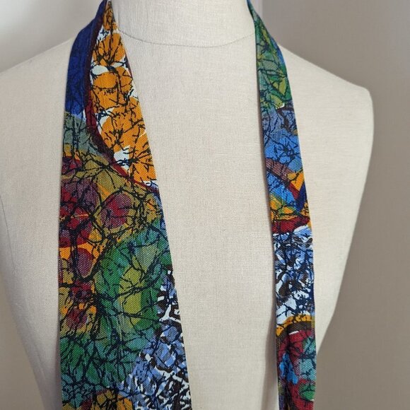 Vintage Tie Batik Abstract Design Pattern Boho Cotton Wide Unisex Art Handmade - Picture 5 of 8